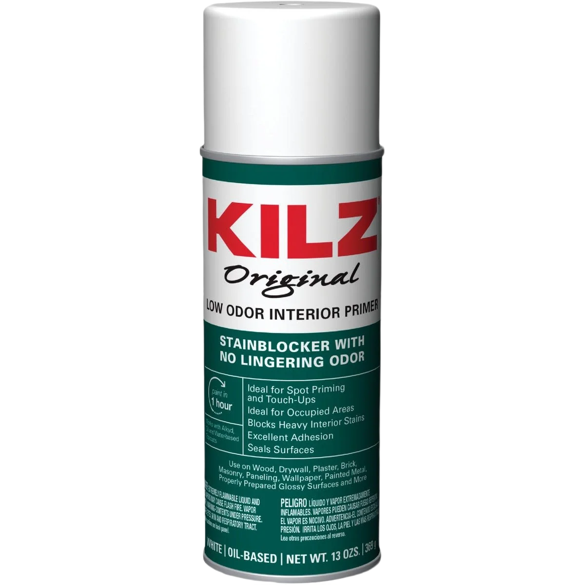 Smooth KILZ White Low Odor Primer Sealer Stainblocker Spray 13 oz. Powerful