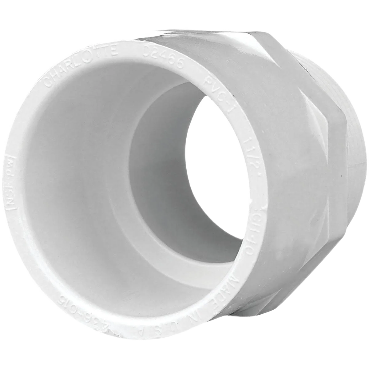 Original Charlotte Pipe 1-1 2 In. S x 1-1 2 In. M.I.P. Schedule 40 Reducing PVC Adapter Clean