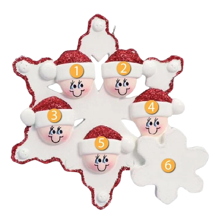 Authentic Rudolph Me Personalized Snowflake Family of 5 Ornament Breathable