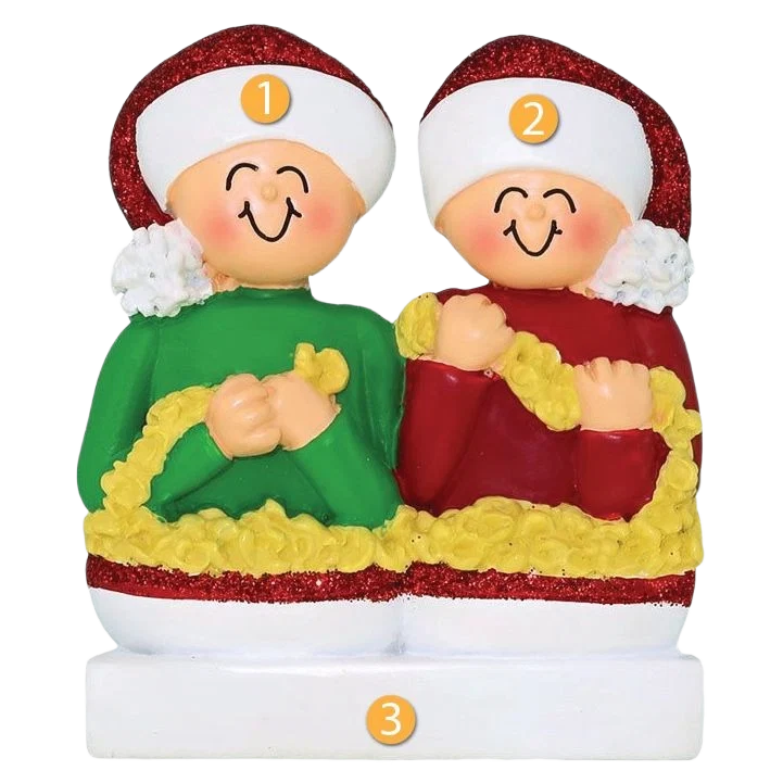 Convenient Ornament Central Personalized Couple Stringing Popcorn Ornament Fast
