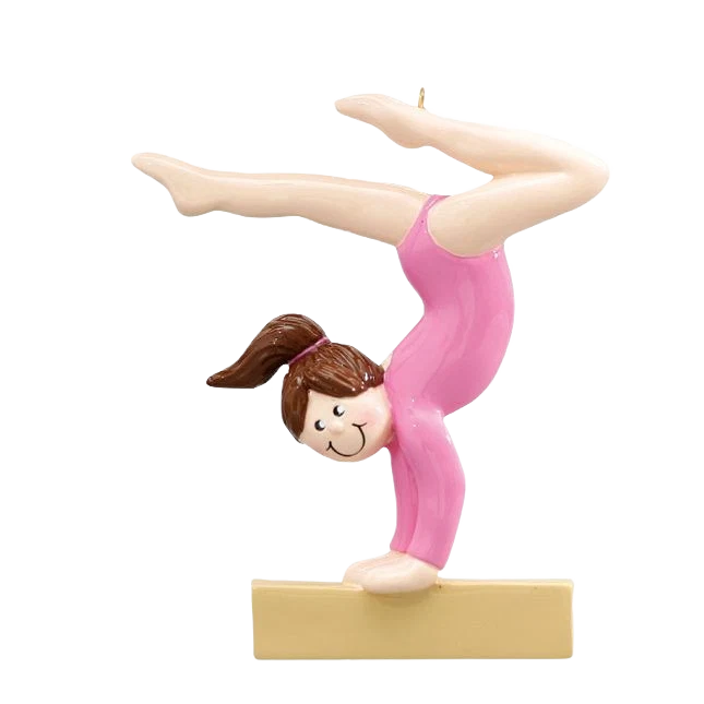 Excellent Rudolph Me Personalized Brown Hair Female Gymnast Ornament Recyclable