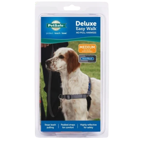 Breathable PetSafe Medium Gray Deluxe Easy Walk Harness Certified