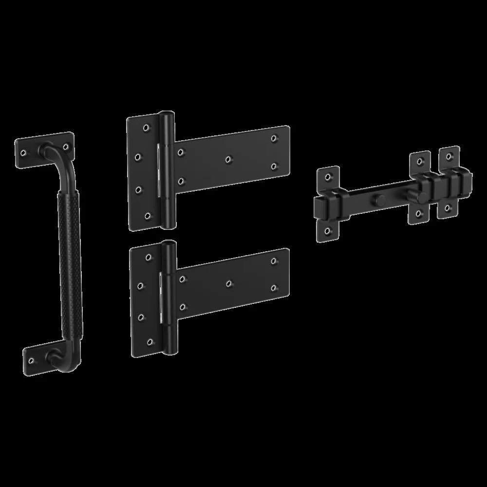 High-Grade National Hardware 4-Piece Black Industrial Gate Kit Natural