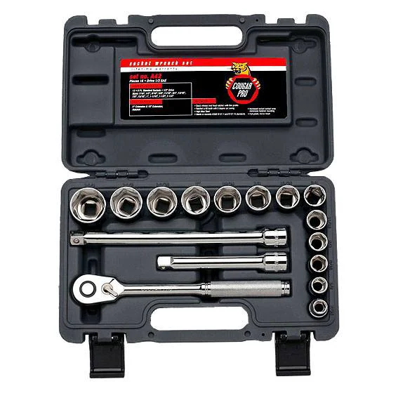 Expertly Made Cougar Pro A42 16 Pc 6 Pt Socket Set 1 2 in. Drive Sustainable