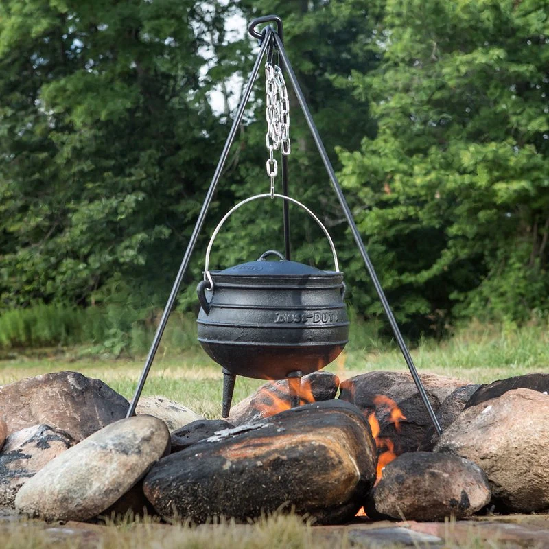 Eco-Friendly Lodge Campfire Cooking Tripod - Adjustable Chain - Steel Cooking Tripod for Campfire - 43.5 Inch High-End