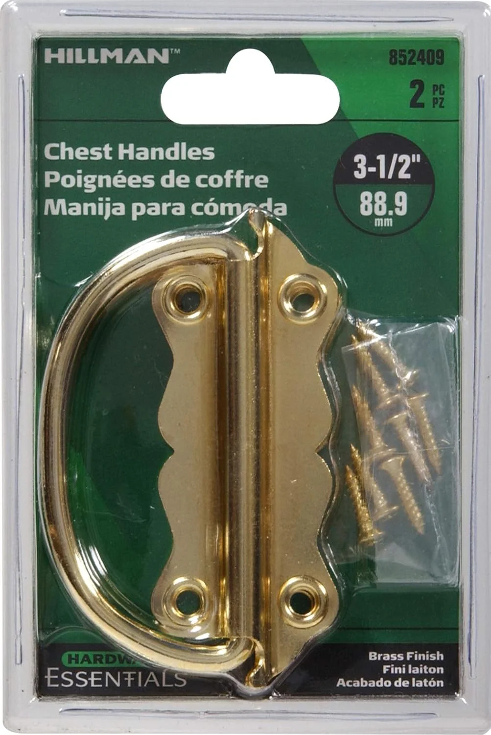Genuine Hardware Essentials Chest Handle Brass 3-1 2 2 Pack Fine Crafted