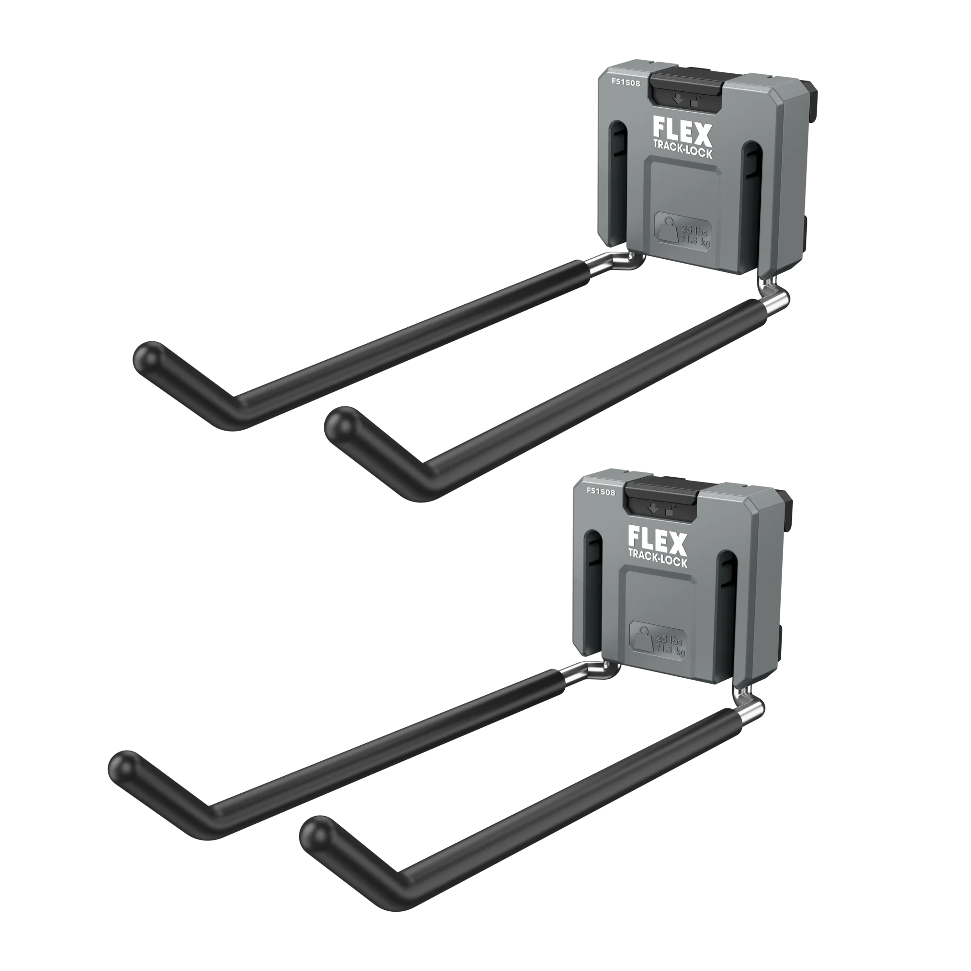 Powerful FLEX TRACK LOCK™ Large Folding Dual Straight Hook 2 Pack Easy-to-Use