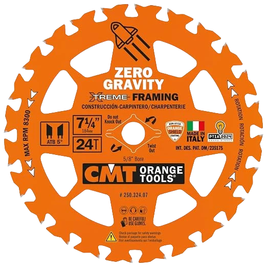 Sustainable CMT Orange Tools 7-1 4 24T Framing Zero Gravity Circular Saw Blade Selected