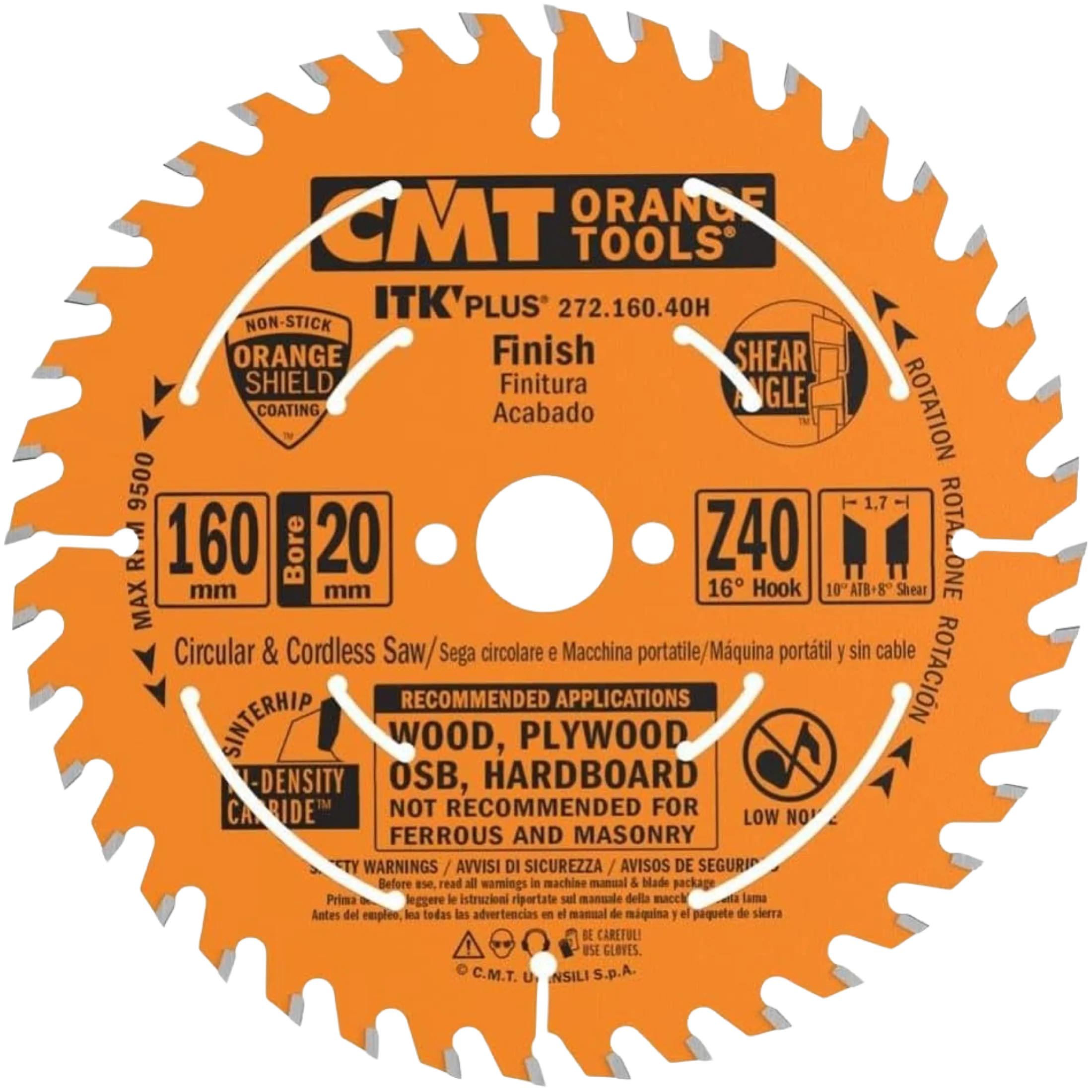 Outstanding CMT Orange Tools 165x1.8 1.2x20mm 40T Finish Saw Blade User-Friendly