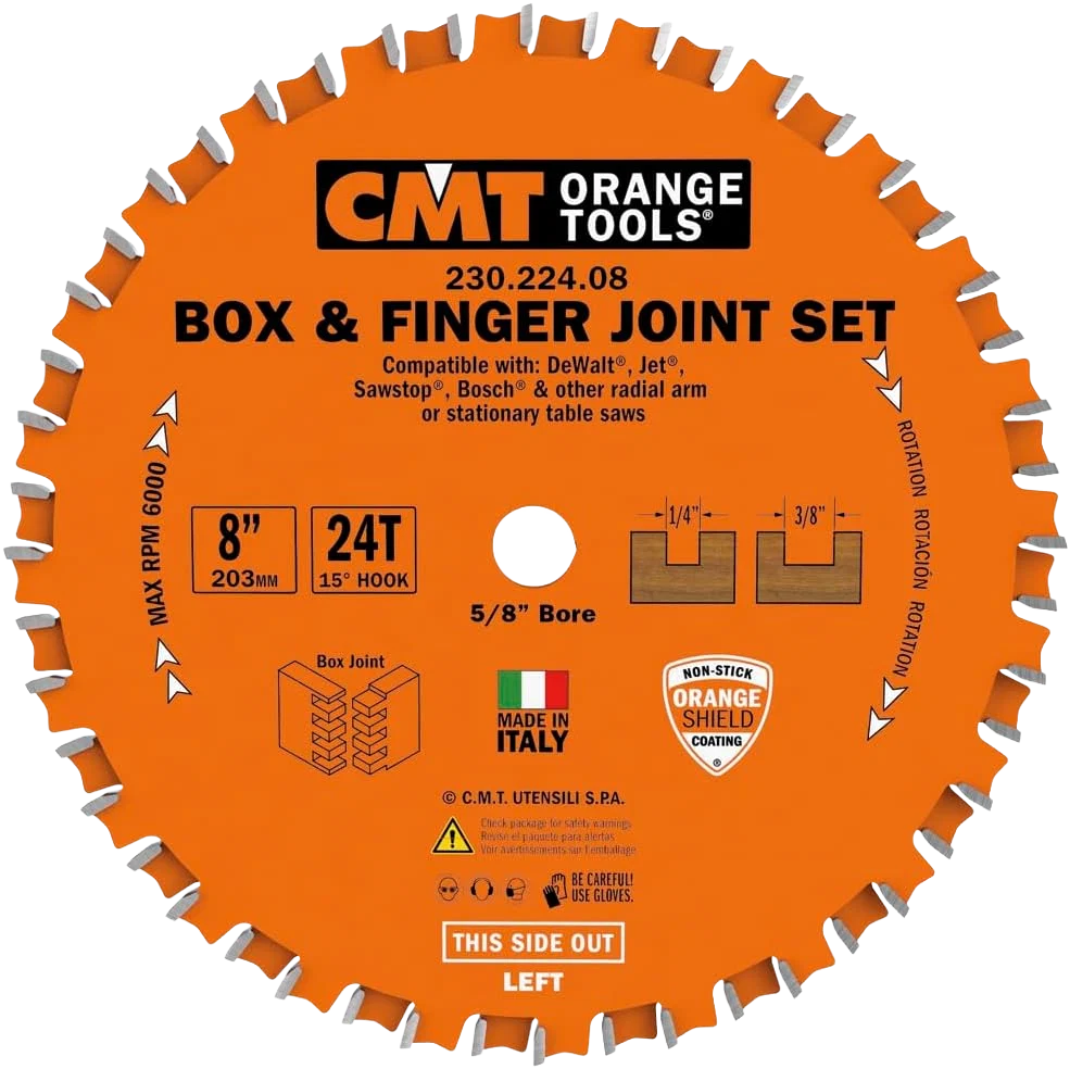 Convenient CMT Orange Tools 8 24T Box Finger Joint Blade Set Durable