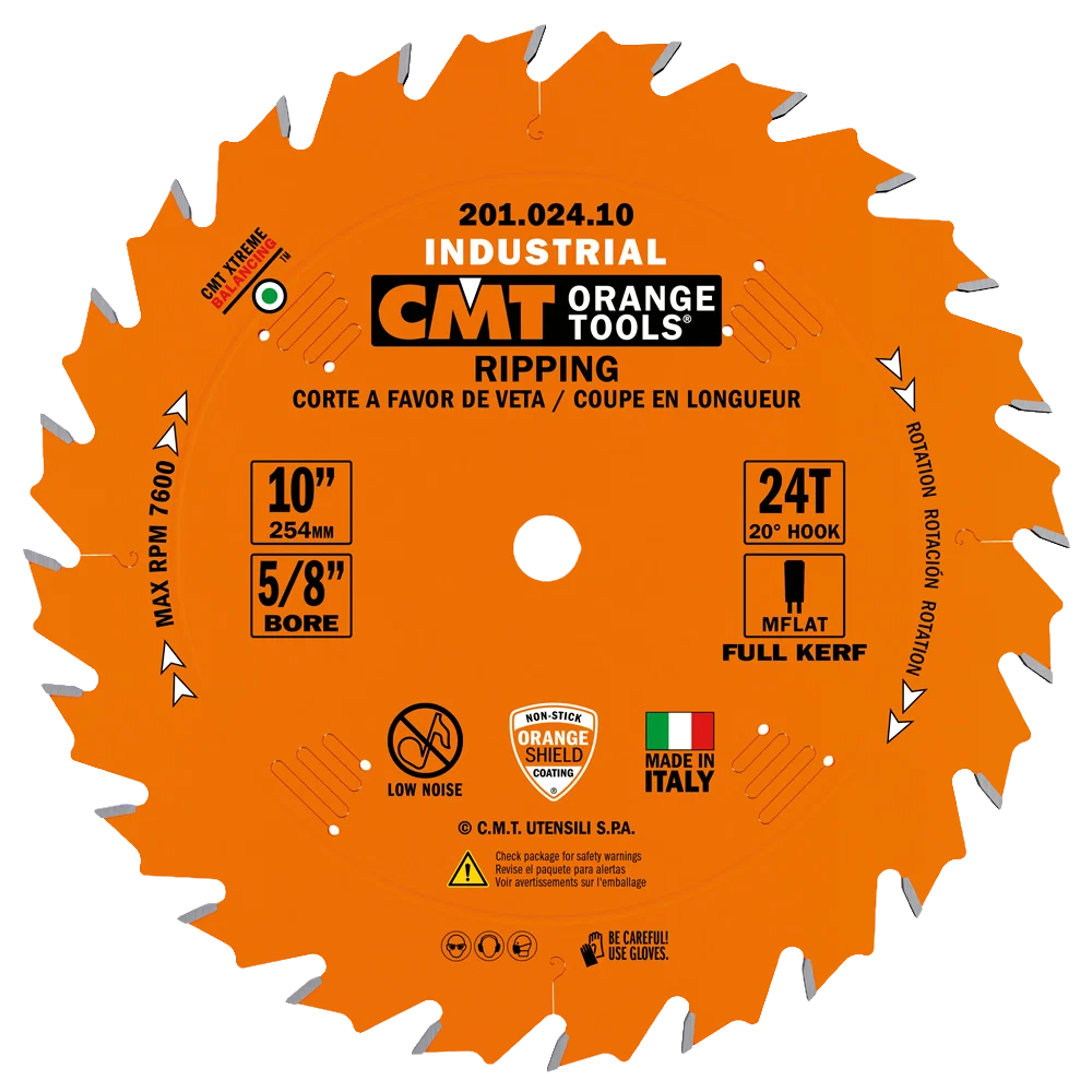 Classic CMT Orange Tools 10 24T Industrial Ripping Saw Blade Fine