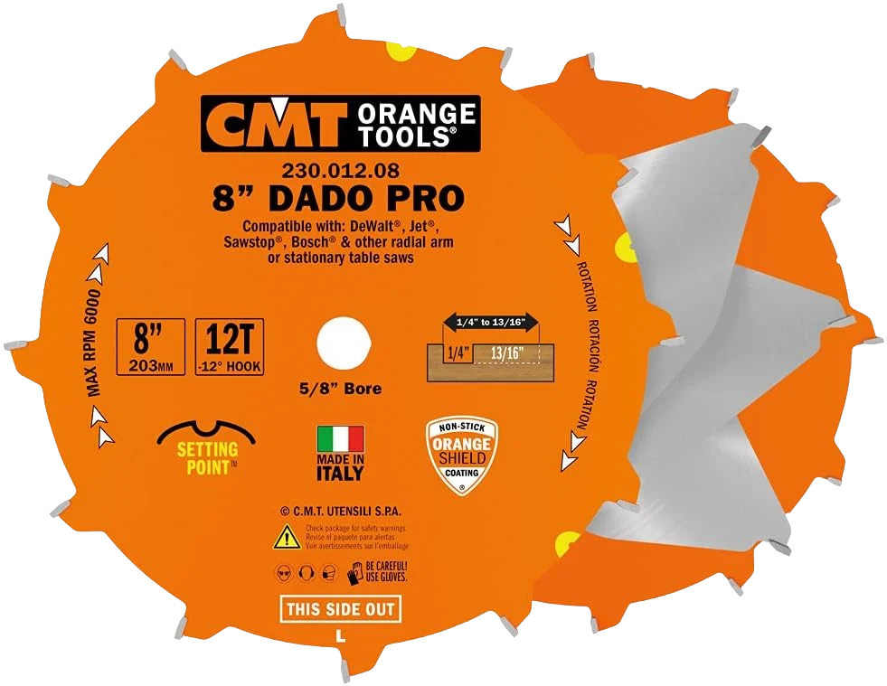 Elite CMT Orange Tools 8 x1 4 To 13 16 12T Dado Pro Easy-to-Use