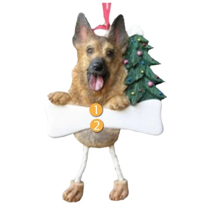 Genuine E S Pets Personalized German Shepherd Dangling Legs Ornament Artisan