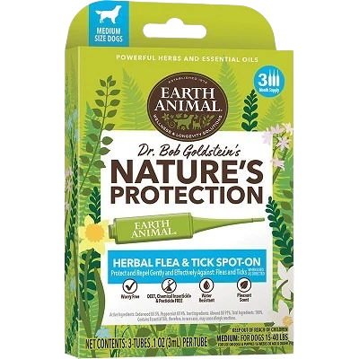 Easy-to-Use Earth Animal Herbal Flea Tick Spot-On Treatment for Medium Dogs Smooth