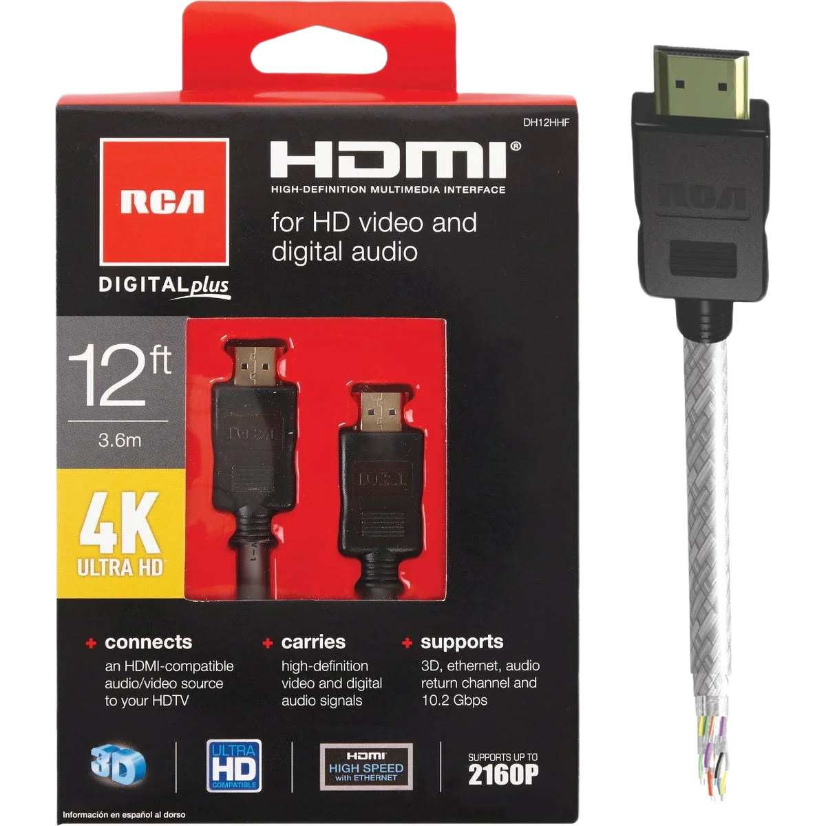 Sustainable RCA 12' White 4K Ultra Digital Plus HDMI Cable Optimized