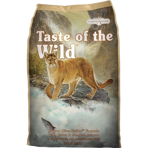 Genuine Taste of The Wild Canyon River Trout Smoked Salmon Feline Recipe Dry Cat Food 5 lb. Recyclable
