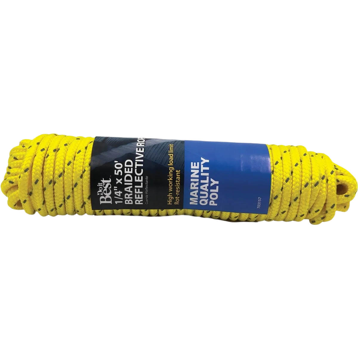 Versatile Do it Yellow Braided Reflective Polypropylene Packaged Rope 1 4 In. x 50 Ft. Smooth