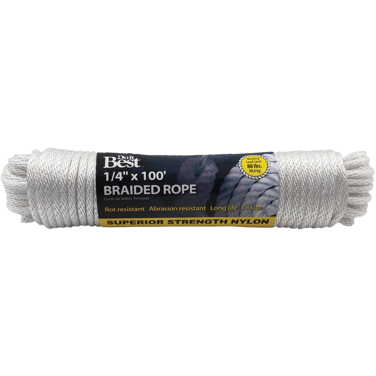 Responsible Do it White Braided Nylon Packaged Rope 1 4 In. x 100 Ft. Modern
