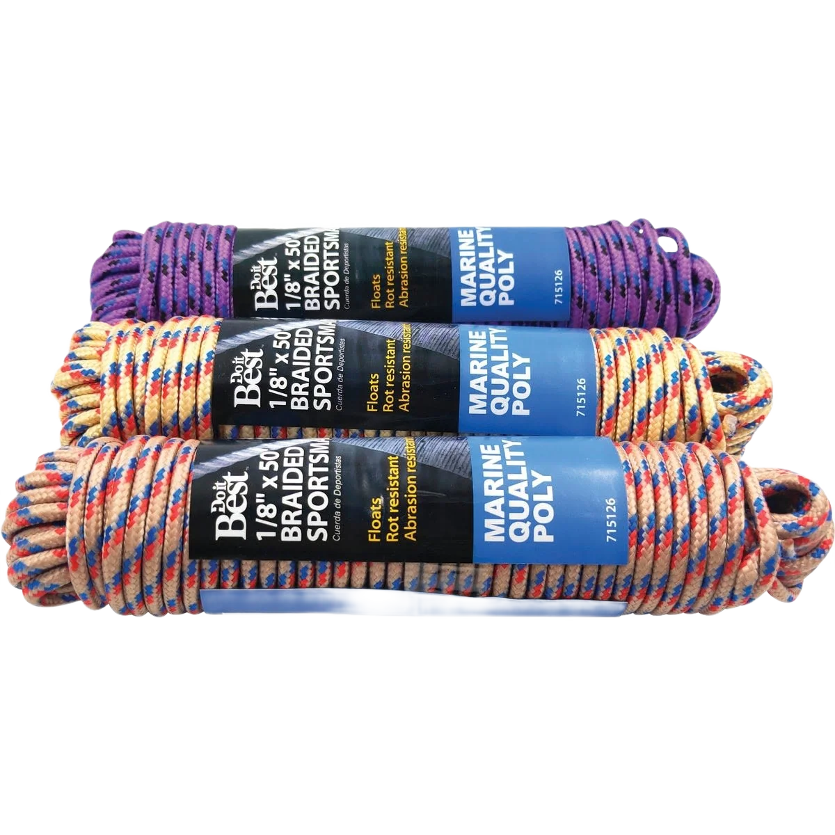 Original Do it Assorted Colors Braided Polypropylene Packaged Rope 1 8 In. x 50 Ft. Organic
