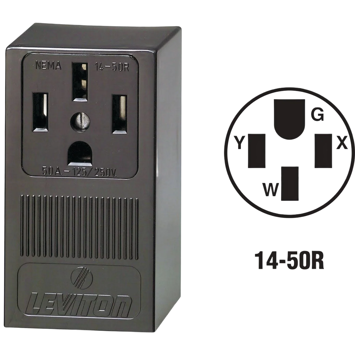 Expertly Made Leviton 50 Amp Surface Mount Black 14-50R Grounding Range Power Outlet Official