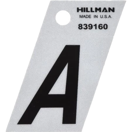 Recyclable Hillman 1-1 2 in. Black Silver Reflective Mylar Angle Cut Sticker Letter A Elite