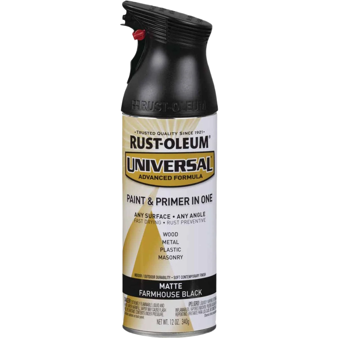 Lightweight Rust-Oleum Universal Farmhouse Black Matte Spray Paint 12 oz. Advanced