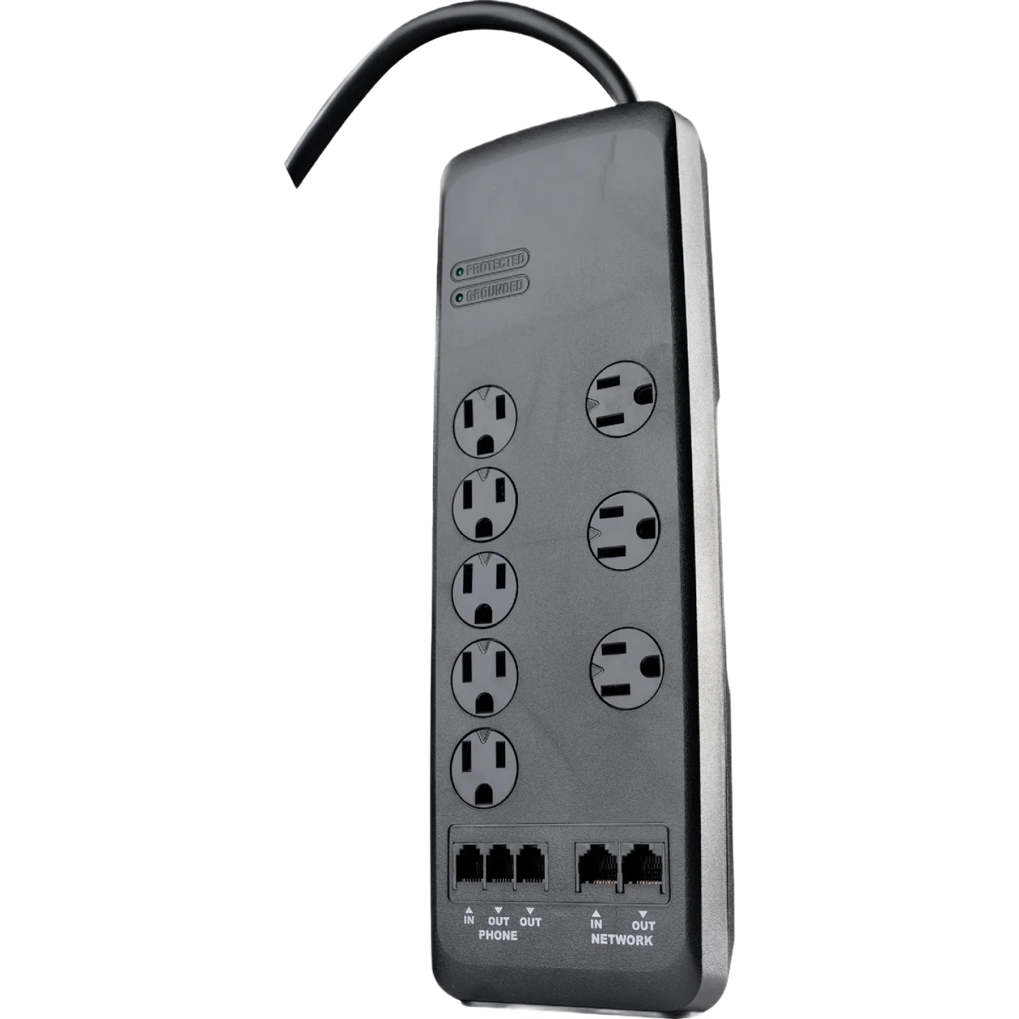 Long-Lasting Woods Black 8-Outlet Surge Protector Strip 6 ft. Cord Versatile