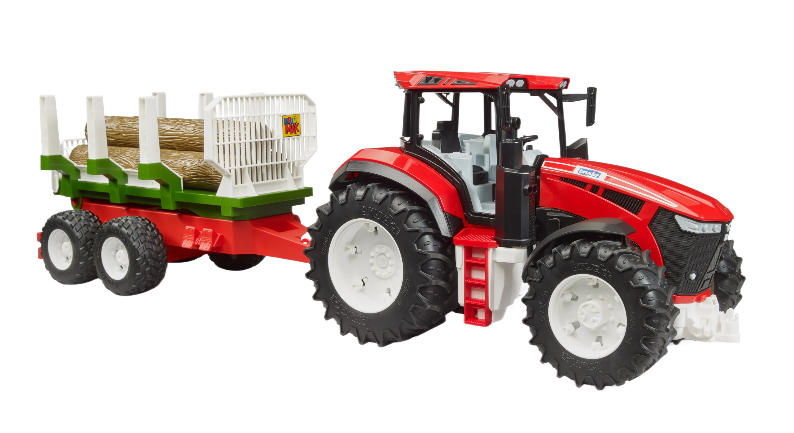 Authentic Bruder 03453 Roadmax Tractor with Trailer and 3 Logs Smooth