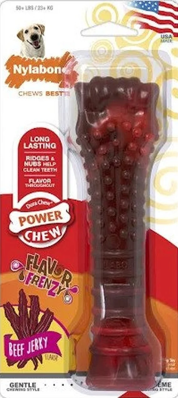 Convenient Nylabone Souper Beef Jerky Power Chew Textured Bone Safe