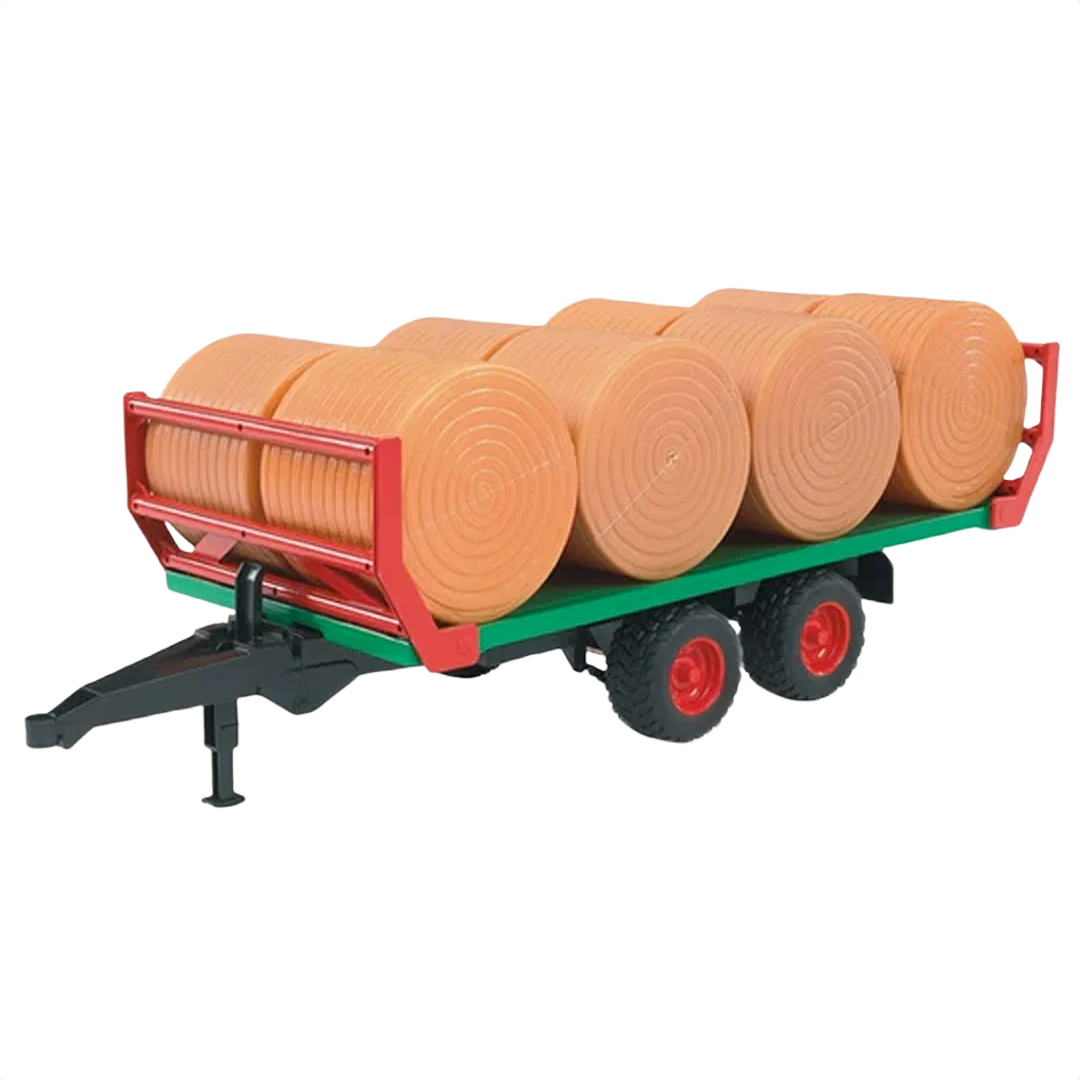 First-Class Bruder Bale Transport Trailer w 8 Round Bales Superior