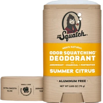 Recyclable Dr. Squatch Summer Citrus Deodorant 2.65 oz. Eco-Friendly