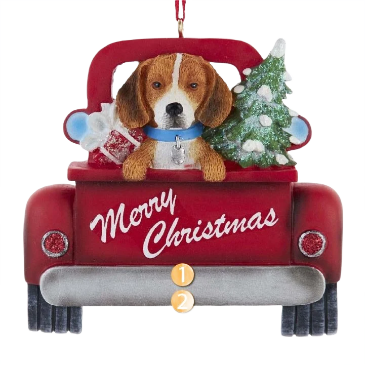First-Class Kurt S. Adler Personalized Merry Christmas Beagle In Red Truck Ornament Quality