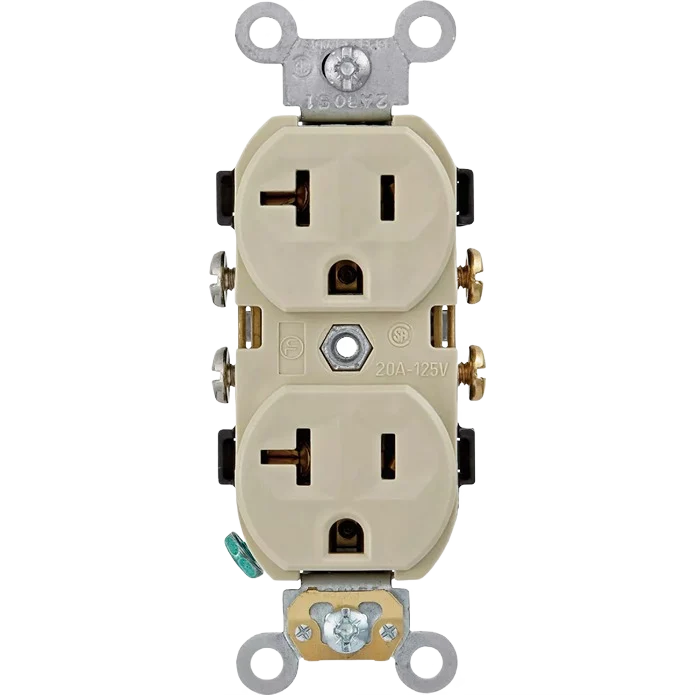 Organic Leviton 20A Ivory 5-20R Combination Side Back Wire Duplx Outlet Natural