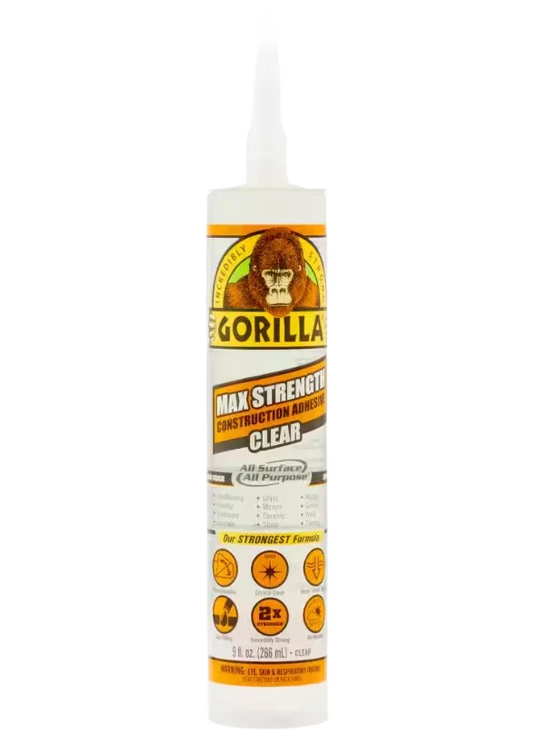 First-Class Gorilla Clear Max Strength Construction Adhesive 9 oz. Flexible