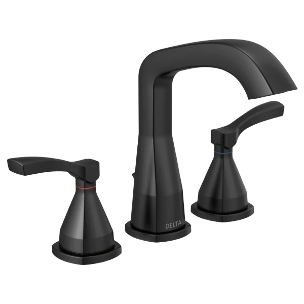 Stylish Delta Stryke Matte Black Two Handle Widespread Faucet Original