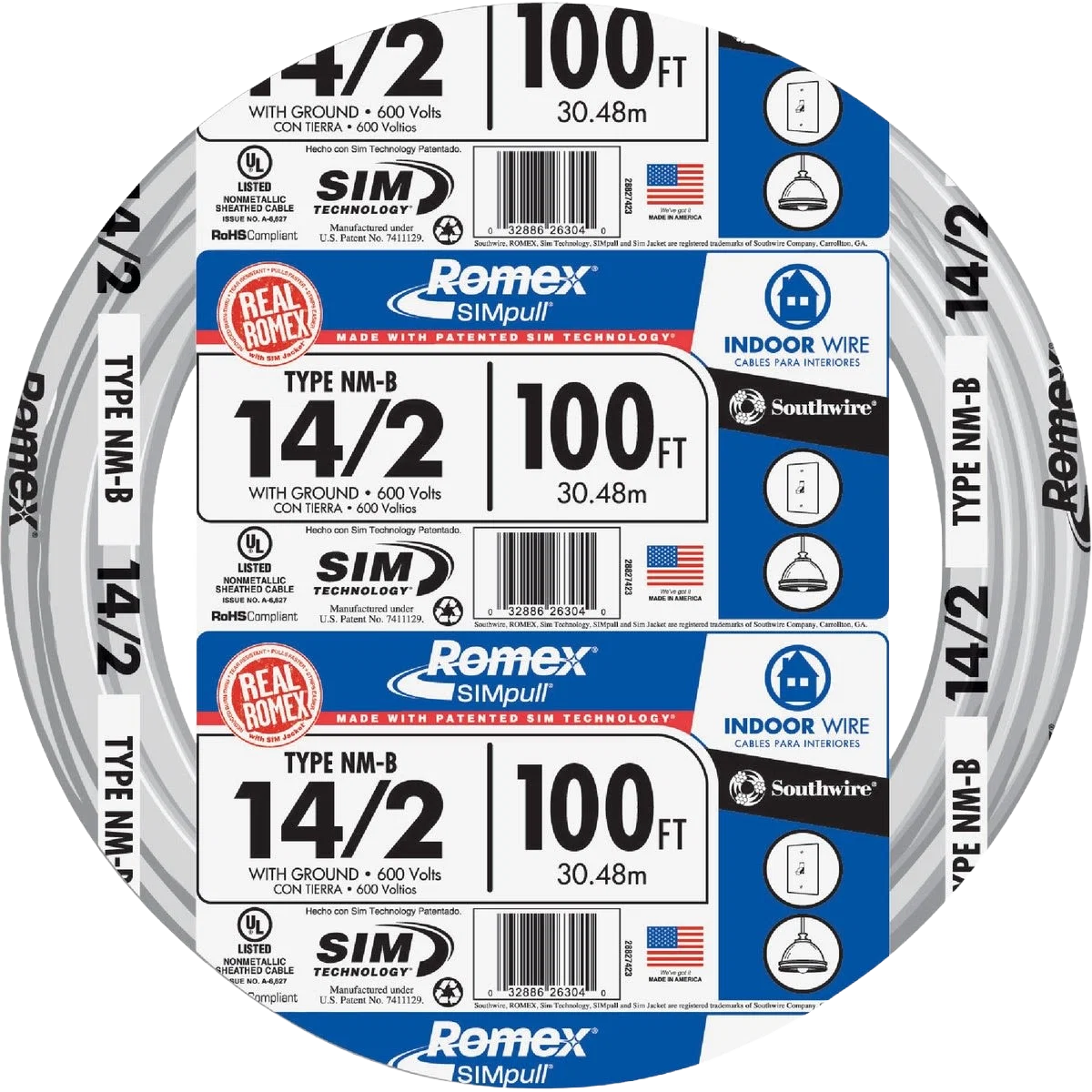 Durable Romex 100 ft. 14-2 White Solid NMW G Wire Versatile