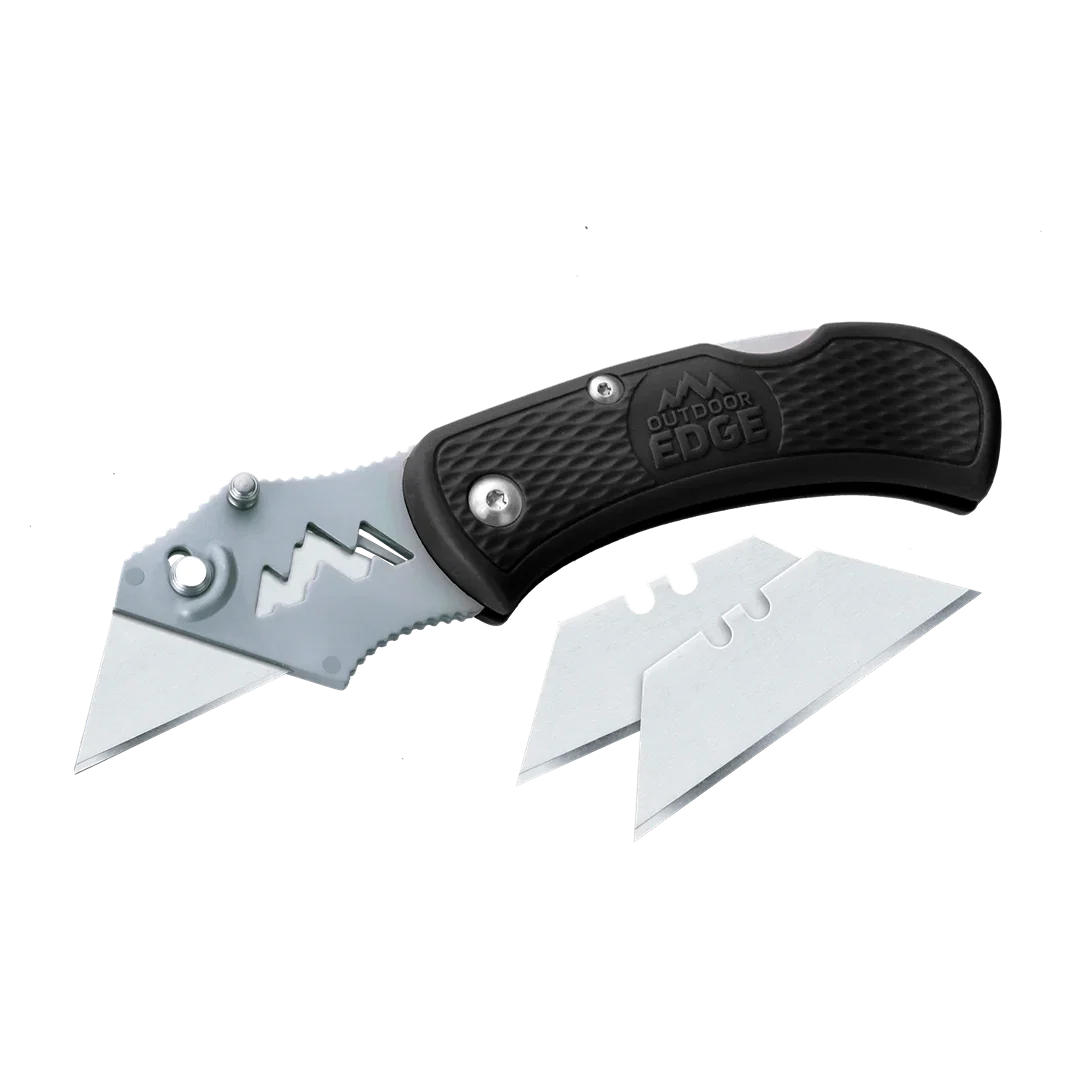 Luxury Outdoor Edge B.O.A Folding Utility Knife Black Soft