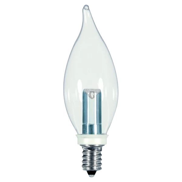 Safe Satco 1 Watt LED Flame Tip Clear Candelabra Base Light Bulb Next-Generation