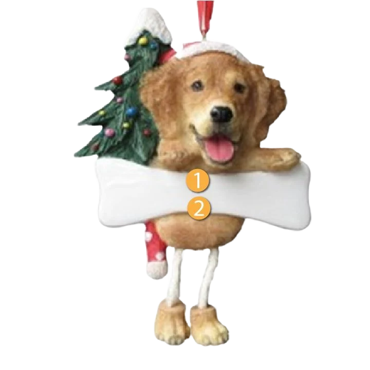 Crafted E S Pets Personalized Golden Retriever Dangling Legs Ornament Healthy
