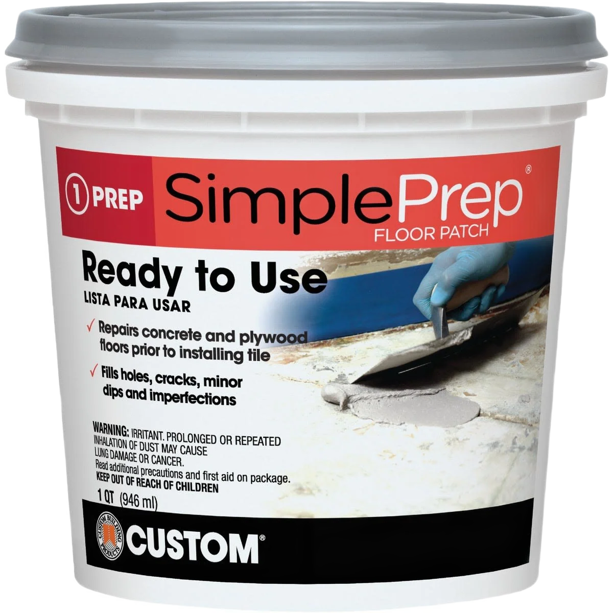 Responsible SimplePrep Gray Pre-Mixed Floor Patch 1 qt. Reusable