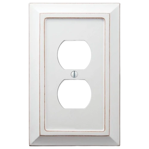Lightweight Amerelle 1 Duplex Savannah Distressed White Wood Wallplate Artisan