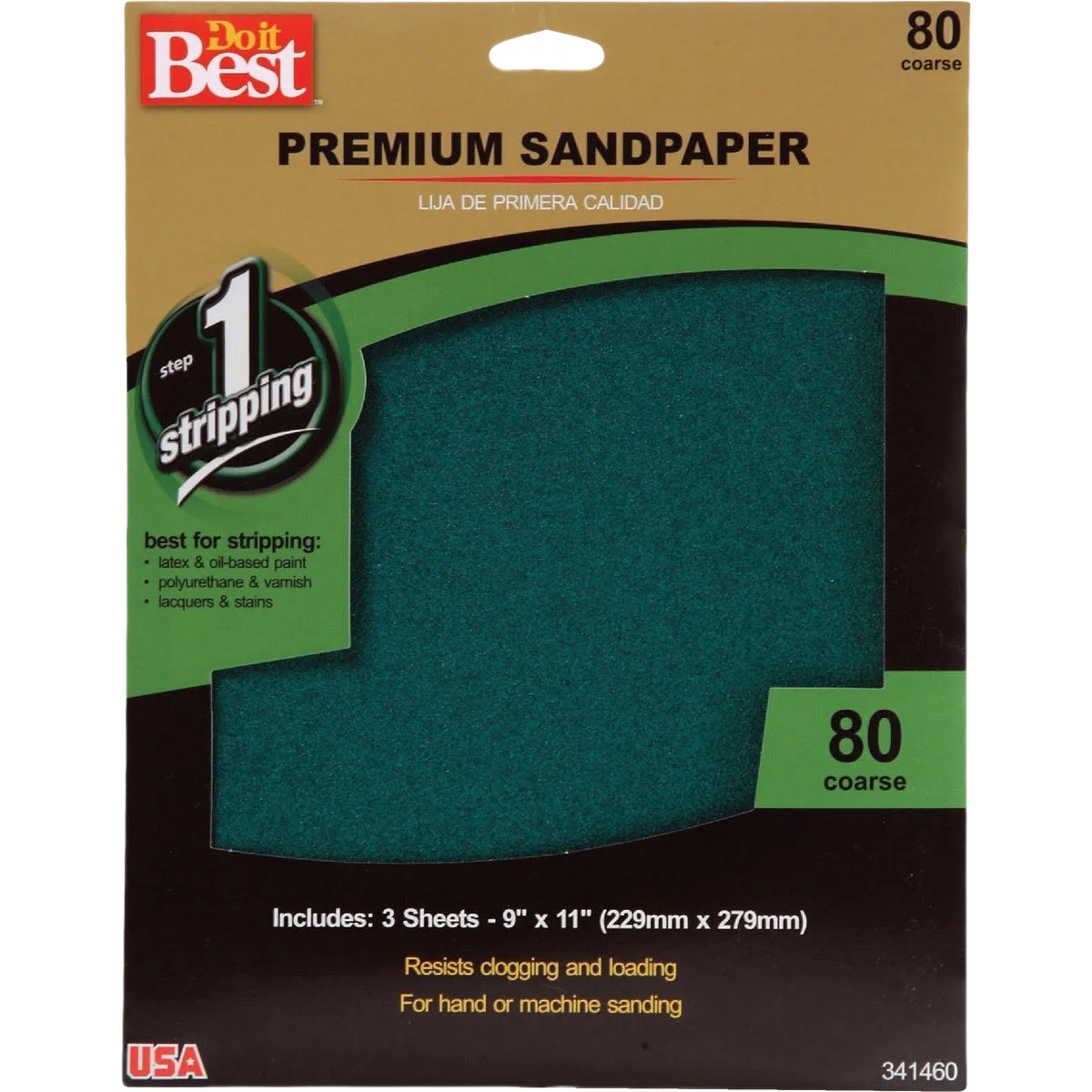 Reusable Do it 9 x 11 80-Grit Coarse Premium Plus Sandpaper 3-Pack Clean