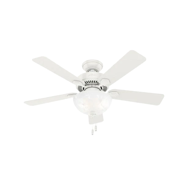 Enhanced Hunter Swanson Fresh White Ceiling Fan with LED Bowl Light 44 in. Consistent