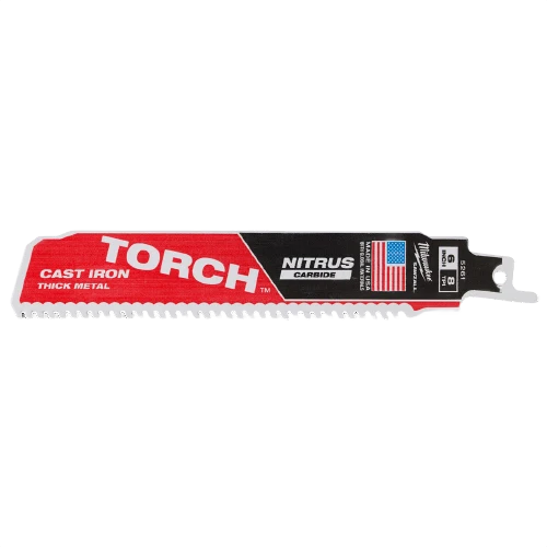 Crafted Milwaukee SAWZALL® TORCH™ 6 8-TPI Blade w NITRUS CARBIDE™ Safe