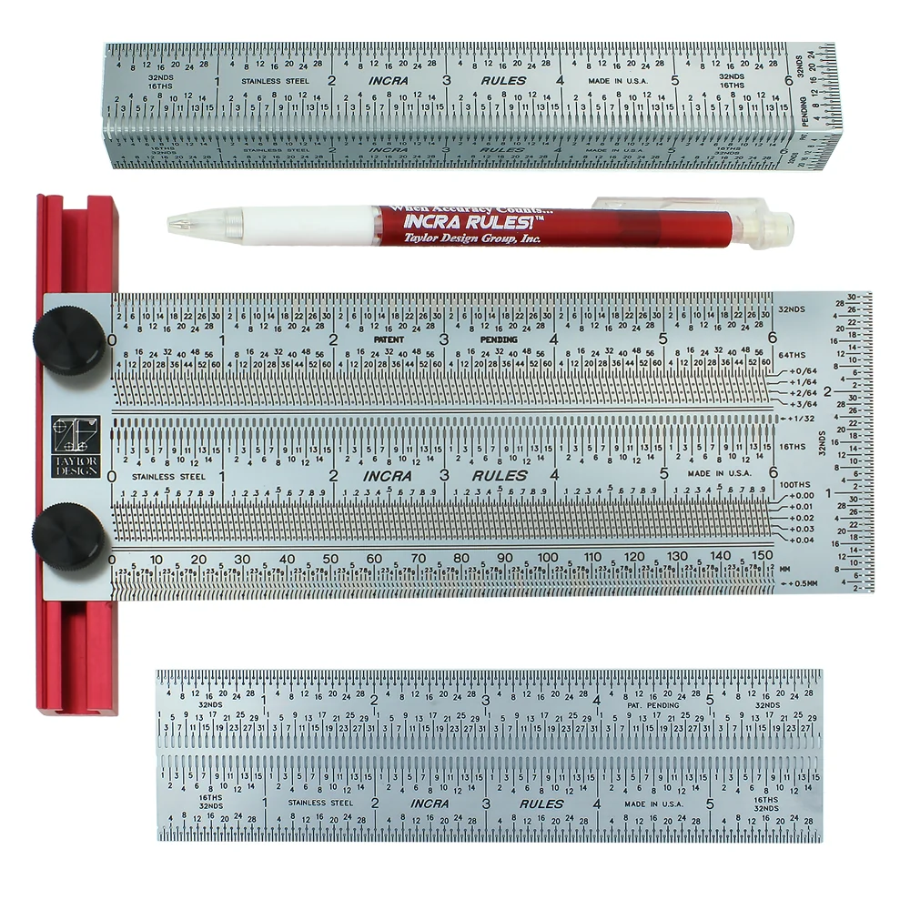 Contemporary INCRA 6 in. 150mm Pro Rule Set Original
