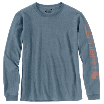 Original Carhartt Women's 3XL Thundercloud Loose Fit Long-Sleeve Logo Sleeve T-Shirt Specialty