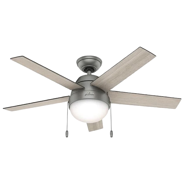 Efficient Hunter Anslee Matte Silver Ceiling Fan with Light 46 in. Outstanding