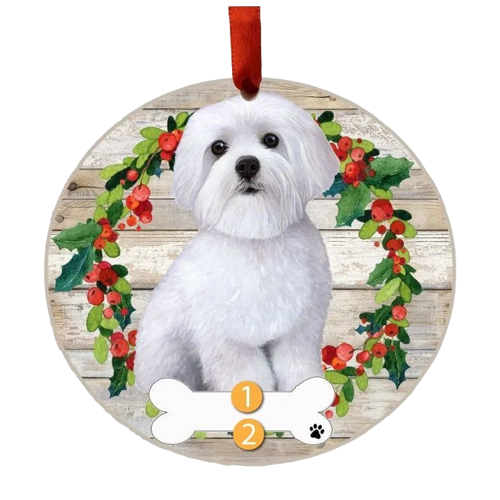 Quality E S Pets Personalized Maltese Wreath Ornament User-Friendly