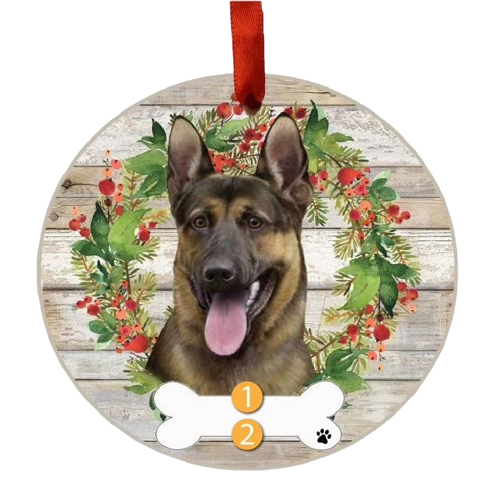 Stylish E S Pets Personalized German Shepherd Face Wreath Ornament Proven