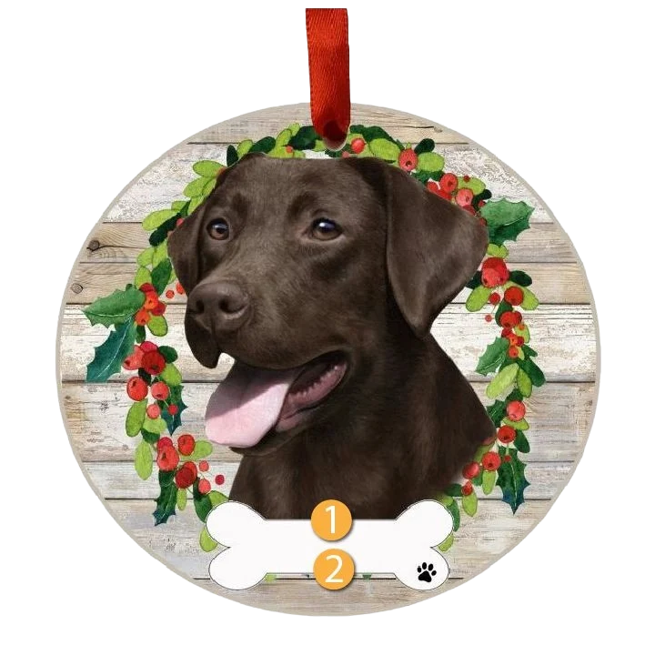 Durable E S Pets Personalized Chocolate Labrador Face Wreath Ornament Sustainable